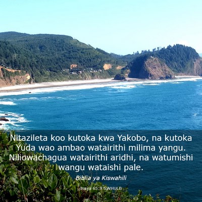 Picture 03 - Isaya 65:9 SWHULB - Nitazileta koo kutoka kwa Yakobo, na kutoka Yuda - Bible Verse Picture