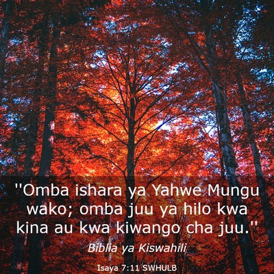 Picture 03 - Isaya 7:11 SWHULB - ''Omba ishara ya Yahwe Mungu wako; omba juu ya - Bible Verse Picture