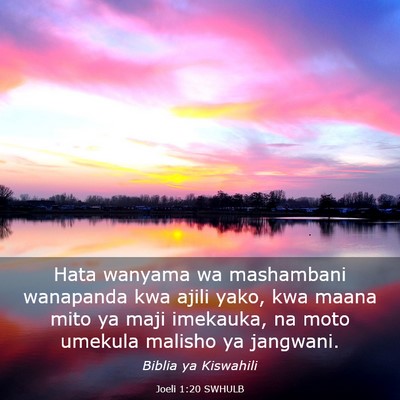 Picture 03 - Joeli 1:20 SWHULB - Hata wanyama wa mashambani wanapanda kwa ajili - Bible Verse Picture