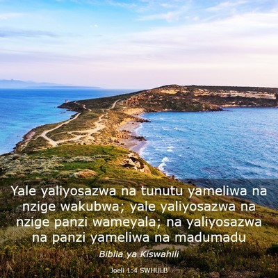 Picture 03 - Joeli 1:4 SWHULB - Yale yaliyosazwa na tunutu yameliwa na nzige - Bible Verse Picture