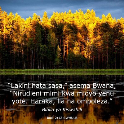 Picture 03 - Joeli 2:12 SWHULB - “Lakini hata sasa,” asema Bwana, “Nirudieni - Bible Verse Picture