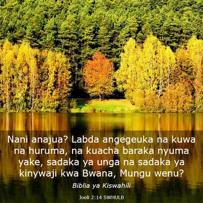 Picture 03 - Joeli 2:14 SWHULB - Nani anajua? Labda angegeuka na kuwa na huruma, - Bible Verse Picture