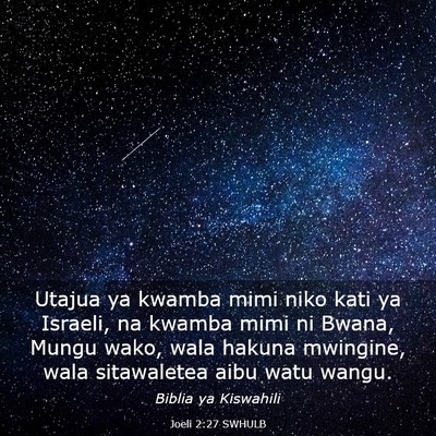 Picture 03 - Joeli 2:27 SWHULB - Utajua ya kwamba mimi niko kati ya Israeli, na - Bible Verse Picture