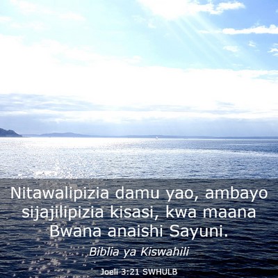 Picture 03 - Joeli 3:21 SWHULB - Nitawalipizia damu yao, ambayo sijajilipizia - Bible Verse Picture