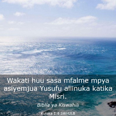 Picture 03 - Kutoka 1:8 SWHULB - Wakati huu sasa mfalme mpya asiyemjua Yusufu - Bible Verse Picture