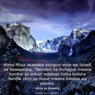 Picture 03 - Kutoka 12:21 SWHULB - Kisha Musa akawaita viongozi wote wa Israeli na - Bible Verse Picture