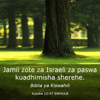Picture 03 - Kutoka 12:47 SWHULB - Jamii zote za Israeli za paswa kuadhimisha - Bible Verse Picture