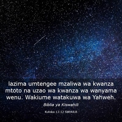 Picture 03 - Kutoka 13:12 SWHULB - lazima umtengee mzaliwa wa kwanza mtoto na uzao - Bible Verse Picture
