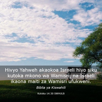 Picture 03 - Kutoka 14:30 SWHULB - Hivyo Yahweh akaokoa Israeli hiyo siku kutoka - Bible Verse Picture