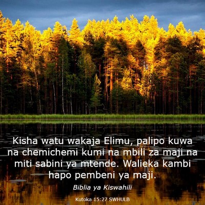 Picture 03 - Kutoka 15:27 SWHULB - Kisha watu wakaja Elimu, palipo kuwa na - Bible Verse Picture