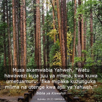 Picture 03 - Kutoka 19:23 SWHULB - Musa akamwabia Yahweh, “Watu hawawezi kuja juu - Bible Verse Picture