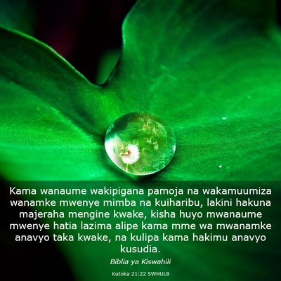 Picture 03 - Kutoka 21:22 SWHULB - Kama wanaume wakipigana pamoja na wakamuumiza - Bible Verse Picture