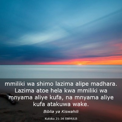 Picture 03 - Kutoka 21:34 SWHULB - mmiliki wa shimo lazima alipe madhara. Lazima - Bible Verse Picture