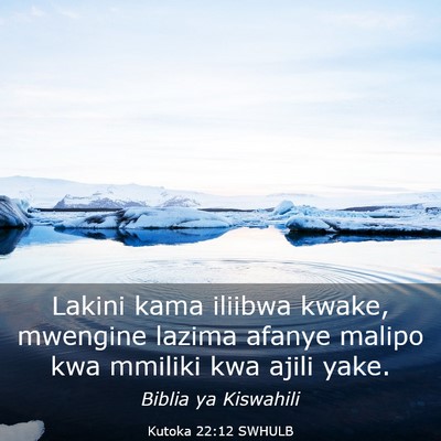 Picture 03 - Kutoka 22:12 SWHULB - Lakini kama iliibwa kwake, mwengine lazima afanye - Bible Verse Picture