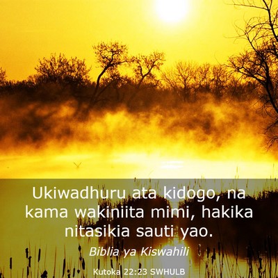 Picture 03 - Kutoka 22:23 SWHULB - Ukiwadhuru ata kidogo, na kama wakiniita mimi, - Bible Verse Picture