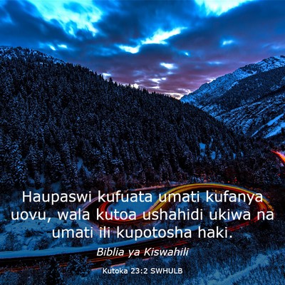 Picture 03 - Kutoka 23:2 SWHULB - Haupaswi kufuata umati kufanya uovu, wala kutoa - Bible Verse Picture