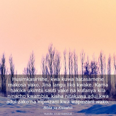 Picture 03 - Kutoka 23:22 SWHULB - Husimkasirishe, kwa kuwa hatasamehe makosa yako. - Bible Verse Picture