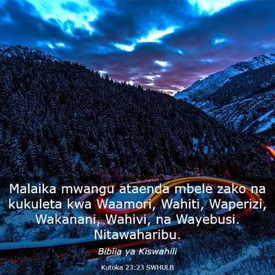 Picture 03 - Kutoka 23:23 SWHULB - Malaika mwangu ataenda mbele zako na kukuleta kwa - Bible Verse Picture