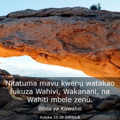 Picture 03 - Kutoka 23:28 SWHULB - Nitatuma mavu kwenu watakao fukuza Wahivi, - Bible Verse Picture