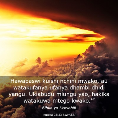 Picture 03 - Kutoka 23:33 SWHULB - Hawapaswi kuishi nchini mwako, au watakufanya - Bible Verse Picture