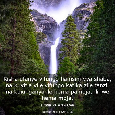 Picture 03 - Kutoka 26:11 SWHULB - Kisha ufanye vifungo hamsini vya shaba, na - Bible Verse Picture