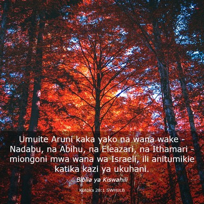 Picture 03 - Kutoka 28:1 SWHULB - Umuite Aruni kaka yako na wana wake - Nadabu, na - Bible Verse Picture