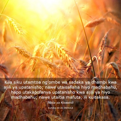 Picture 03 - Kutoka 29:36 SWHULB - Kila siku utamtoa ng’ombe wa sadaka ya dhambi - Bible Verse Picture