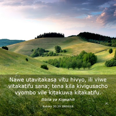 Picture 03 - Kutoka 30:29 SWHULB - Nawe utavitakasa vitu hivyo, ili viwe vitakatifu - Bible Verse Picture
