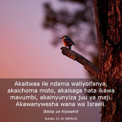 Picture 03 - Kutoka 32:20 SWHULB - Akaitwaa ile ndama waliyoifanya, akaichoma moto, - Bible Verse Picture