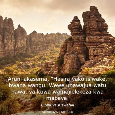 Picture 03 - Kutoka 32:22 SWHULB - Aruni akasema, “Hasira yako isiwake, bwana - Bible Verse Picture