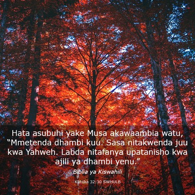 Picture 03 - Kutoka 32:30 SWHULB - Hata asubuhi yake Musa akawaambia watu, - Bible Verse Picture