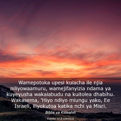 Picture 03 - Kutoka 32:8 SWHULB - Wamepotoka upesi kuiacha ile njia niliyowaamuru, - Bible Verse Picture