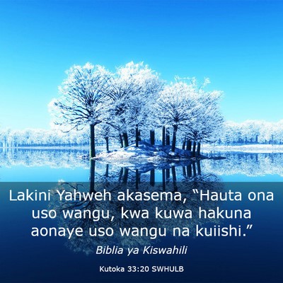 Picture 03 - Kutoka 33:20 SWHULB - Lakini Yahweh akasema, “Hauta ona uso wangu, - Bible Verse Picture