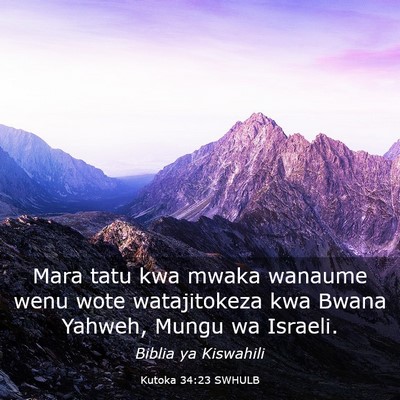 Picture 03 - Kutoka 34:23 SWHULB - Mara tatu kwa mwaka wanaume wenu wote - Bible Verse Picture