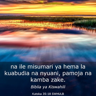 Picture 03 - Kutoka 35:18 SWHULB - na ile misumari ya hema la kuabudia na nyuani, - Bible Verse Picture