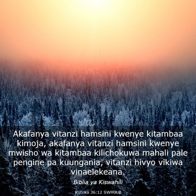 Picture 03 - Kutoka 36:12 SWHULB - Akafanya vitanzi hamsini kwenye kitambaa kimoja, - Bible Verse Picture
