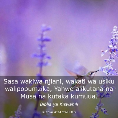 Picture 03 - Kutoka 4:24 SWHULB - Sasa wakiwa njiani, wakati wa usiku - Bible Verse Picture