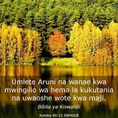Picture 03 - Kutoka 40:12 SWHULB - Umlete Aruni na wanae kwa mwingilio wa hema la - Bible Verse Picture