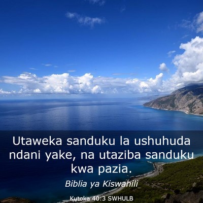 Picture 03 - Kutoka 40:3 SWHULB - Utaweka sanduku la ushuhuda ndani yake, na - Bible Verse Picture