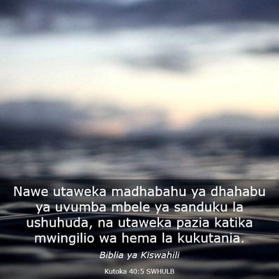 Picture 03 - Kutoka 40:5 SWHULB - Nawe utaweka madhabahu ya dhahabu ya uvumba mbele - Bible Verse Picture