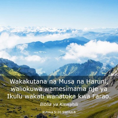 Picture 03 - Kutoka 5:20 SWHULB - Wakakutana na Musa na Haruni, waliokuwa - Bible Verse Picture