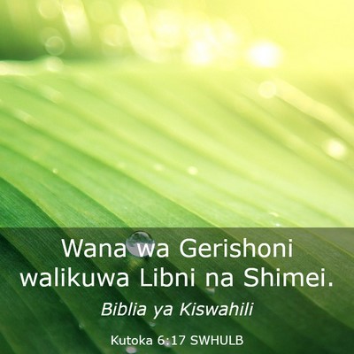 Picture 03 - Kutoka 6:17 SWHULB - Wana wa Gerishoni walikuwa Libni na - Bible Verse Picture