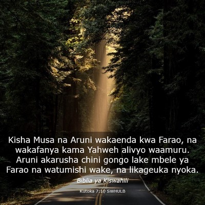 Picture 03 - Kutoka 7:10 SWHULB - Kisha Musa na Aruni wakaenda kwa Farao, na - Bible Verse Picture