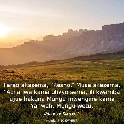 Picture 03 - Kutoka 8:10 SWHULB - Farao akasema, “Kesho.” Musa akasema, “Acha - Bible Verse Picture
