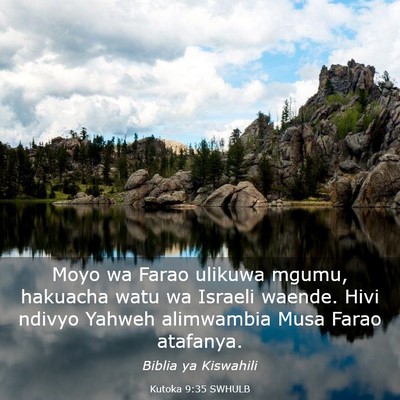 Picture 03 - Kutoka 9:35 SWHULB - Moyo wa Farao ulikuwa mgumu, hakuacha watu wa - Bible Verse Picture