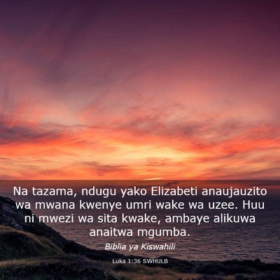 Picture 03 - Luka 1:36 SWHULB - Na tazama, ndugu yako Elizabeti anaujauzito wa - Bible Verse Picture