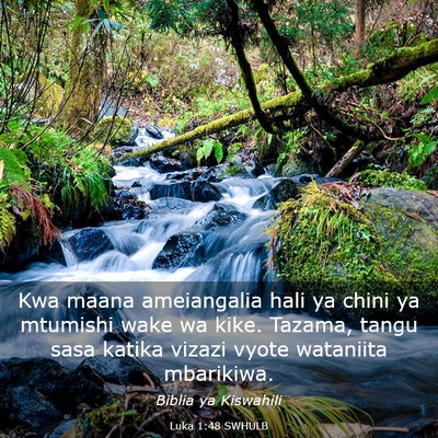 Picture 03 - Luka 1:48 SWHULB - Kwa maana ameiangalia hali ya chini ya mtumishi - Bible Verse Picture
