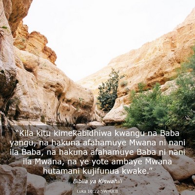 Picture 03 - Luka 10:22 SWHULB - “Kila kitu kimekabidhiwa kwangu na Baba yangu, - Bible Verse Picture