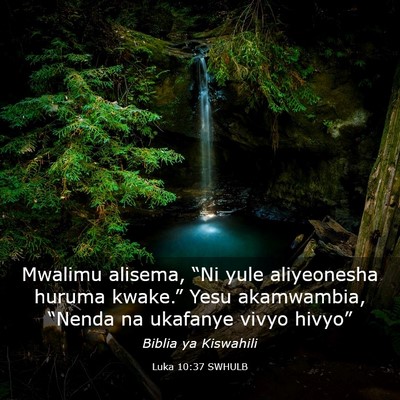Picture 03 - Luka 10:37 SWHULB - Mwalimu alisema, “Ni yule aliyeonesha huruma - Bible Verse Picture