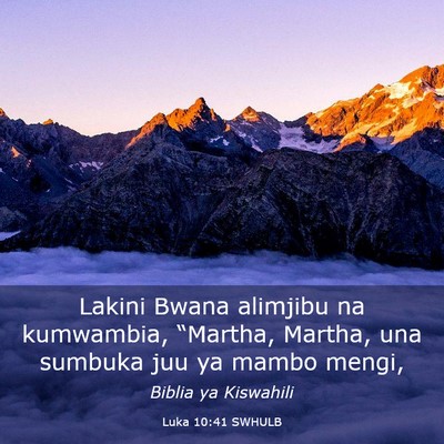 Picture 03 - Luka 10:41 SWHULB - Lakini Bwana alimjibu na kumwambia, “Martha, - Bible Verse Picture